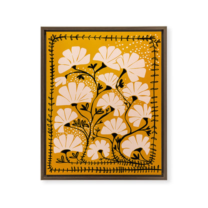 Ever blooming good vibes mustard yellow Framed Canvas Print Gallery Image 9
