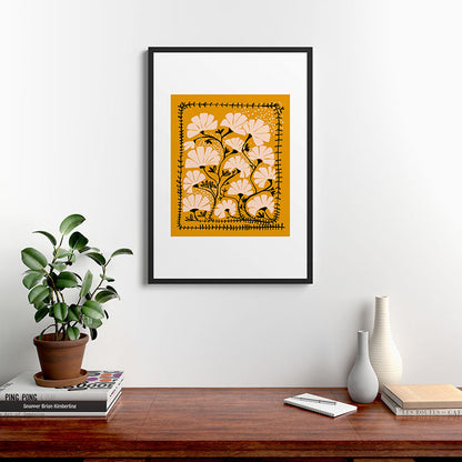 Ever blooming good vibes mustard yellow Framed Art Print Gallery Image 6