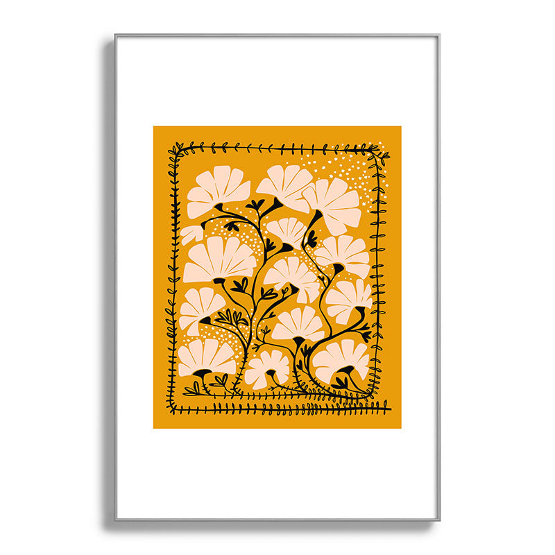 Ever blooming good vibes mustard yellow Framed Art Print Gallery Image 100