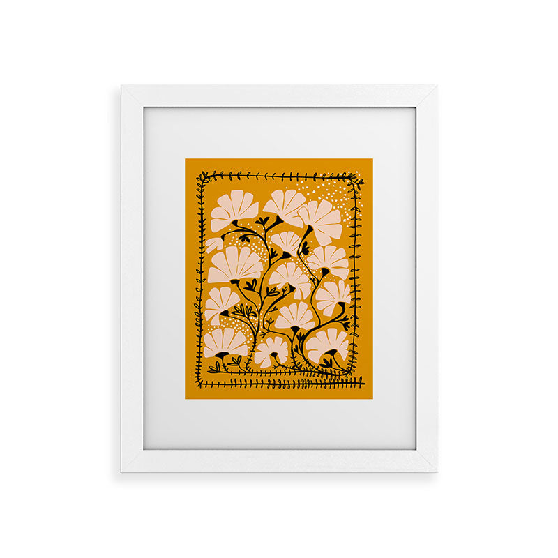 Ever blooming good vibes mustard yellow Framed Art Print Gallery Image 54