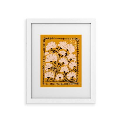 Ever blooming good vibes mustard yellow Framed Art Print Gallery Image 51