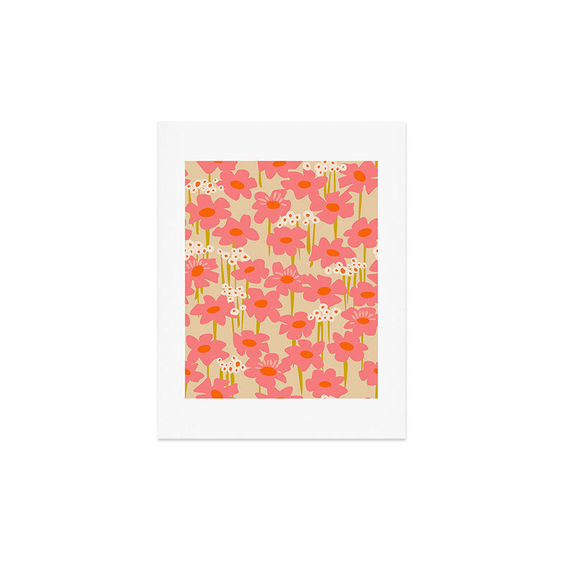 Relax in your summer meadow - floral shapes pattern Art Print Gallery Image 3