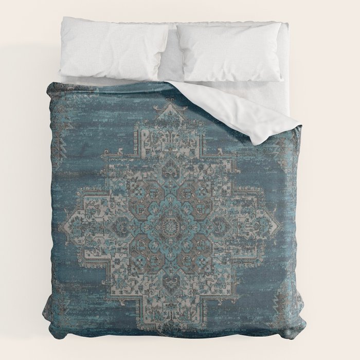 blue oriental vintage rug Duvet Cover Gallery Image 7
