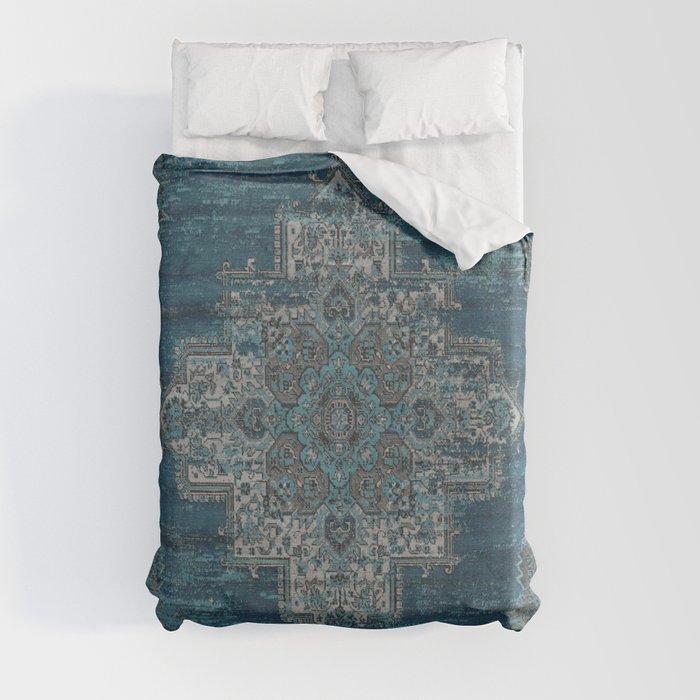 blue oriental vintage rug Duvet Cover Gallery Image 8