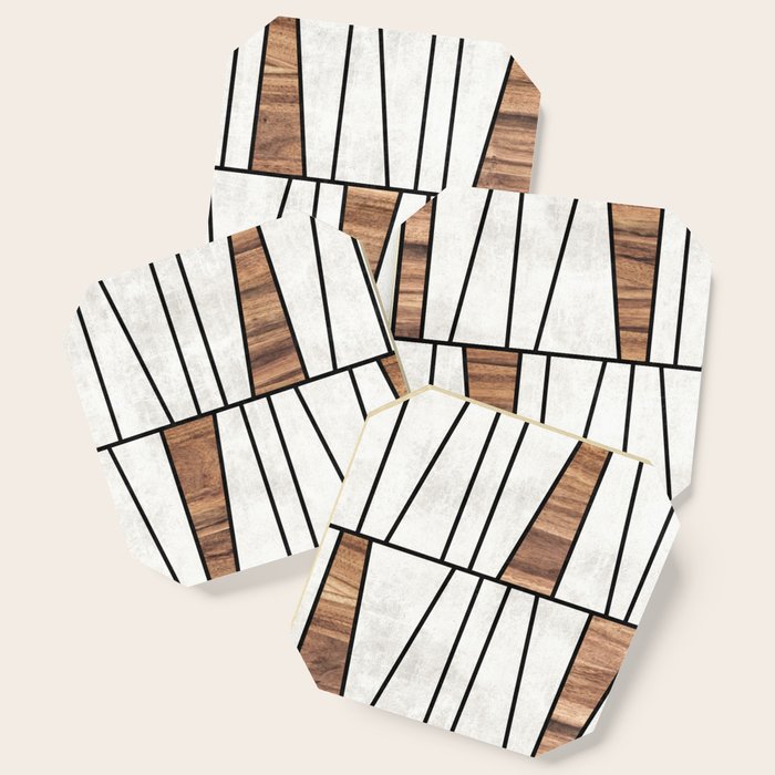 Mid-Century Modern Pattern No.4 - Concrete and Wood Coaster Gallery Image 1