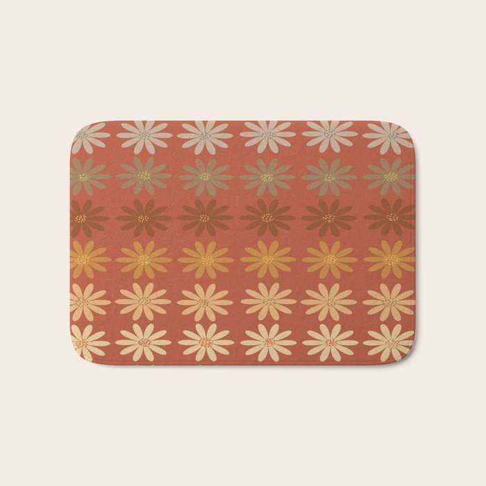 Ombre Abstract Daisies on Mandarin Orange Bath Mat Gallery Image 1
