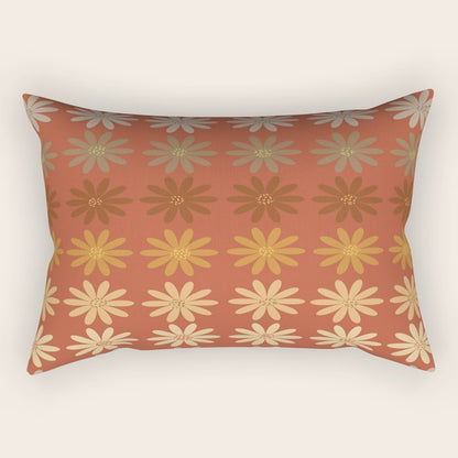 Ombre Abstract Daisies on Mandarin Orange Rectangular Pillow Gallery Image 1