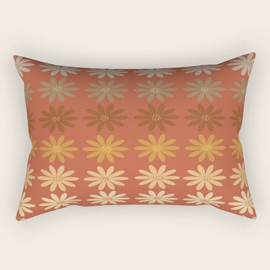 Ombre Abstract Daisies on Mandarin Orange Rectangular Pillow Gallery Image 1