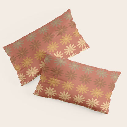 Ombre Abstract Daisies on Mandarin Orange Pillow Sham Gallery Image 4