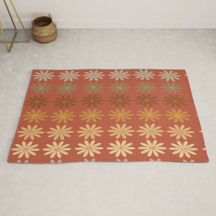 Ombre Abstract Daisies on Mandarin Orange Rug Gallery Image 2