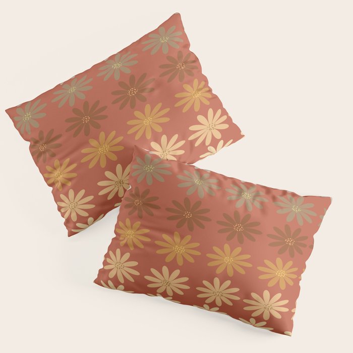 Ombre Abstract Daisies on Mandarin Orange Pillow Sham Gallery Image 3