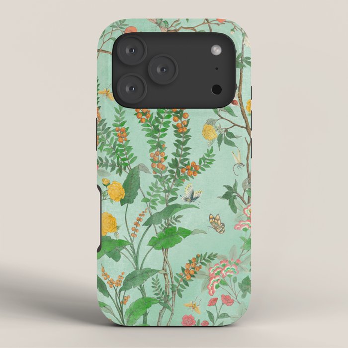 Chinoiserie Aqua Mint Floral Garden Fresco iPhone Case Gallery Image 3