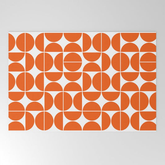Mid Century Modern Geometric 04 Orange Welcome Mat Gallery Image 2