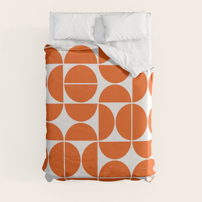 Mid Century Modern Geometric 04 Orange Duvet Cover Gallery Image 3