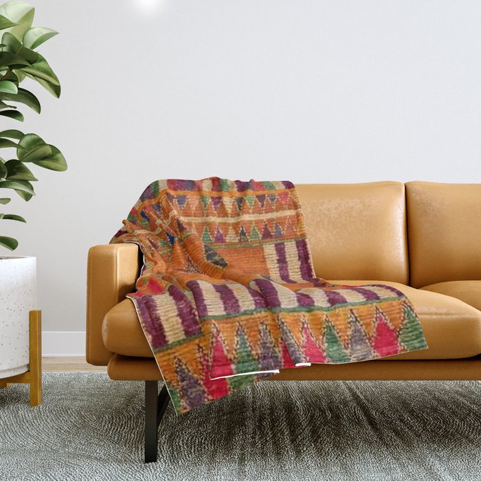 Orange Traditional Moroccan Design Throw Blanket Gallery Image 1