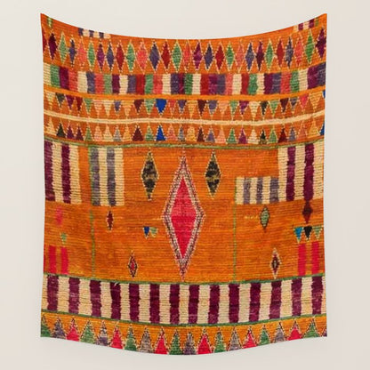 Orange Traditional Moroccan Design Wall Tapestry Gallery Image 2