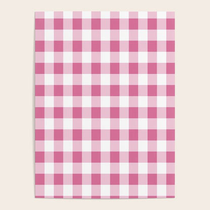 Gingham Large Pink White Poster Gallery Image 4