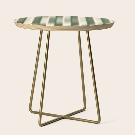 Retro Mid Century Modern Waves in Forest Green and Creamy White Side Table Gallery Image 1