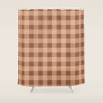 Gingham Large Brown Dark Light Tan Shower Curtain Gallery Image 1