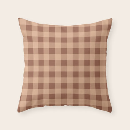 Gingham Large Brown Dark Light Tan Throw Pillow Gallery Image 2