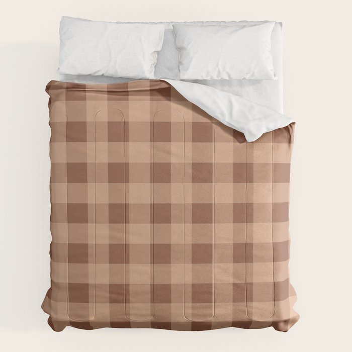 Gingham Large Brown Dark Light Tan Comforter Gallery Image 7