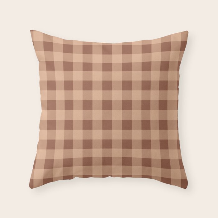 Gingham Large Brown Dark Light Tan Throw Pillow Gallery Image 5