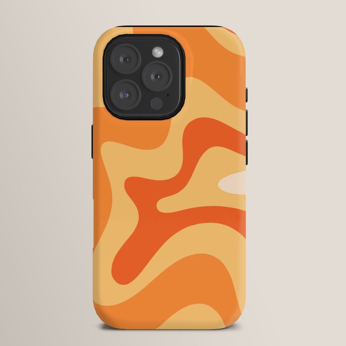 Retro Liquid Swirl Abstract Pattern Square in Tangerine Orange Yellow Tones iPhone Case Gallery Image 15