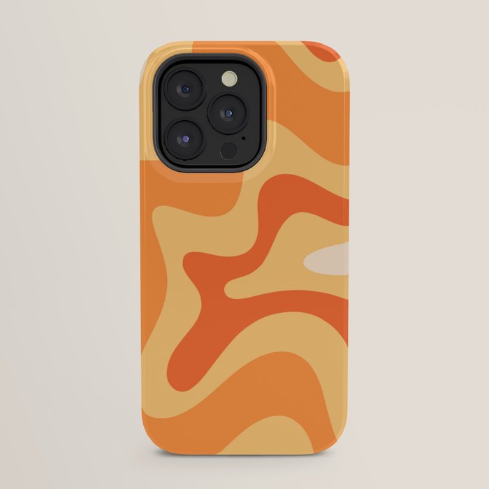 Retro Liquid Swirl Abstract Pattern Square in Tangerine Orange Yellow Tones iPhone Case Gallery Image 31