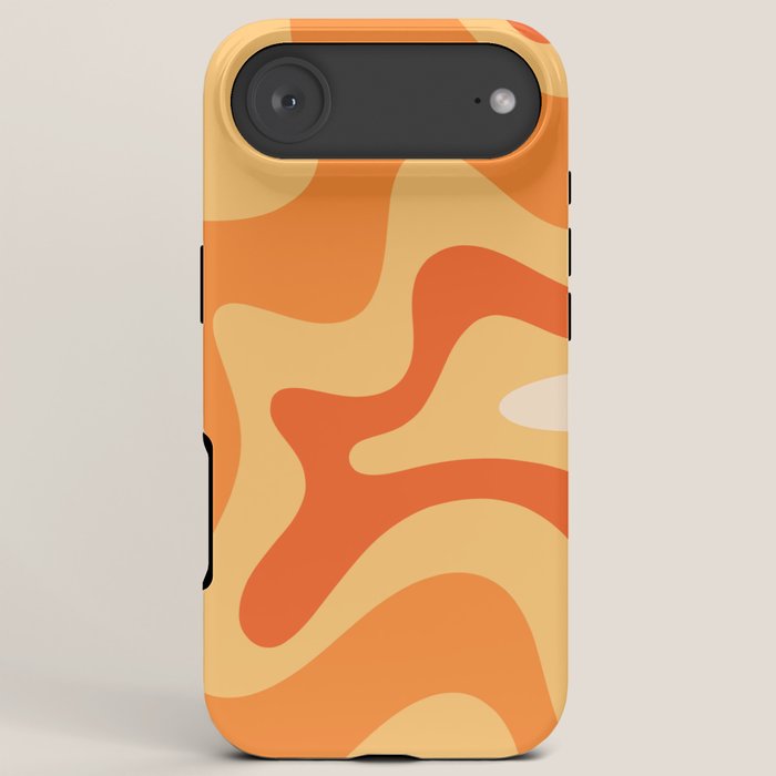 Retro Liquid Swirl Abstract Pattern Square in Tangerine Orange Yellow Tones iPhone Case Gallery Image 6