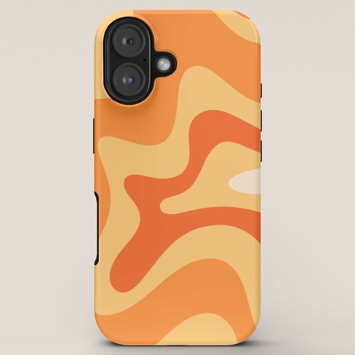Retro Liquid Swirl Abstract Pattern Square in Tangerine Orange Yellow Tones iPhone Case Gallery Image 5