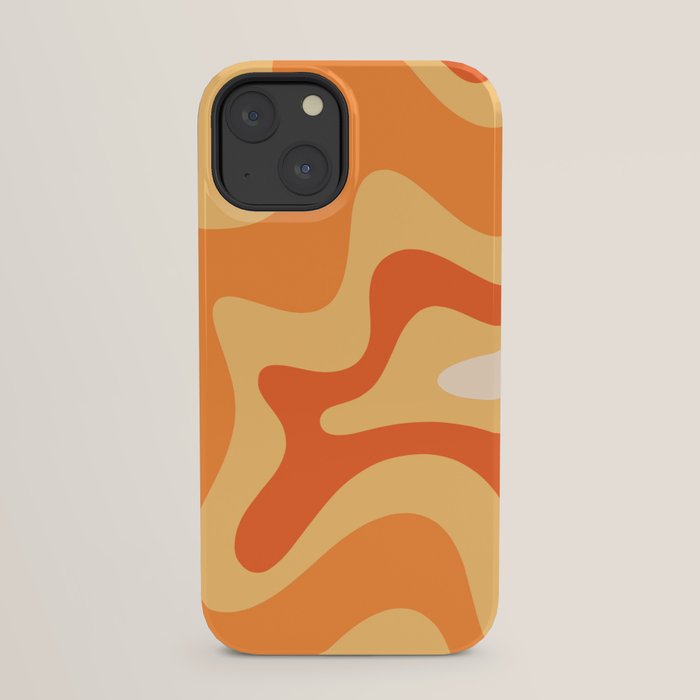 Retro Liquid Swirl Abstract Pattern Square in Tangerine Orange Yellow Tones iPhone Case Gallery Image 21