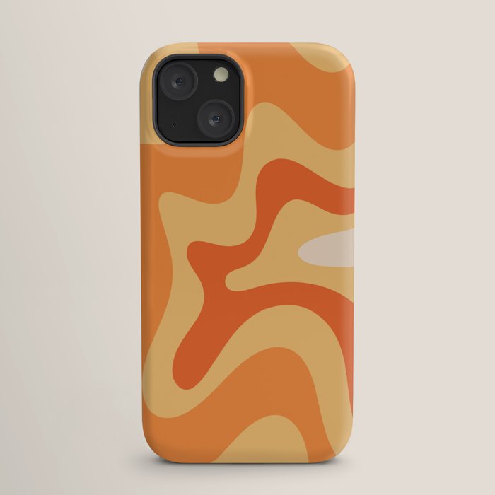 Retro Liquid Swirl Abstract Pattern Square in Tangerine Orange Yellow Tones iPhone Case Gallery Image 17