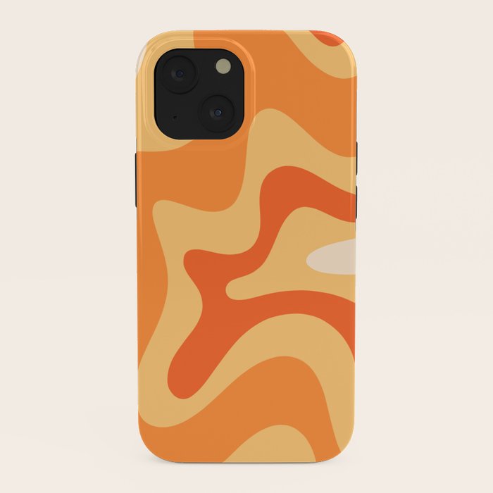 Retro Liquid Swirl Abstract Pattern Square in Tangerine Orange Yellow Tones iPhone Case Gallery Image 38