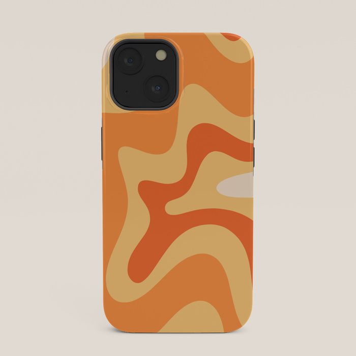 Retro Liquid Swirl Abstract Pattern Square in Tangerine Orange Yellow Tones iPhone Case Gallery Image 33