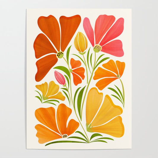 Spring Wildflowers Floral Illustration Poster Gallery Image 1
