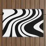 Swirl Marble Stripes Pattern (black/white) Outdoor Rug Gallery Image 1