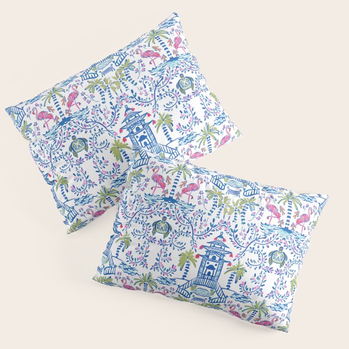 Colorful Coastal Chinoiserie Pillow Sham Gallery Image 3