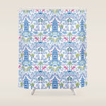 Colorful Coastal Chinoiserie Shower Curtain Gallery Image 1