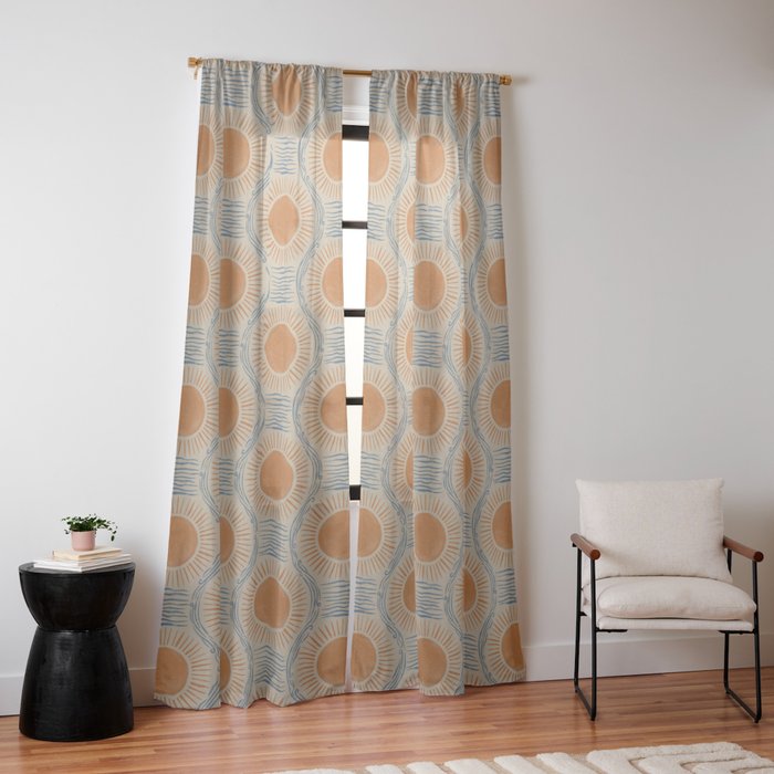 Boho Sun and Sea Vintage Ogee Window Curtain Gallery Image 14