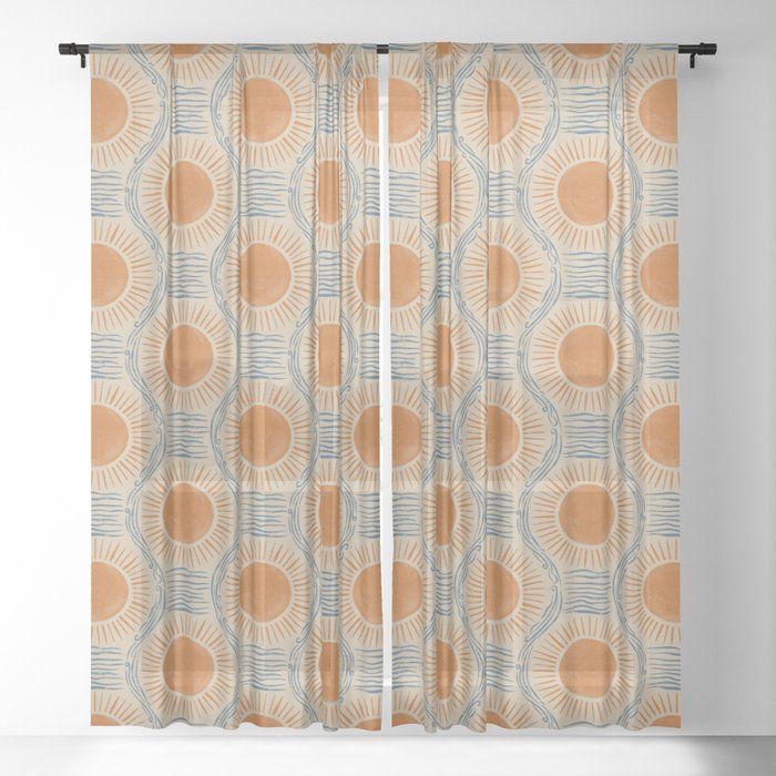 Boho Sun and Sea Vintage Ogee Window Curtain Gallery Image 21