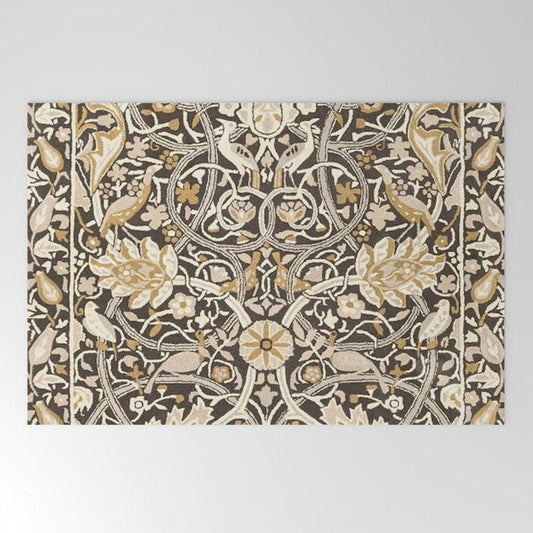 William Morris Bullerswood Charcoal Mustard Welcome Mat Gallery Image 2