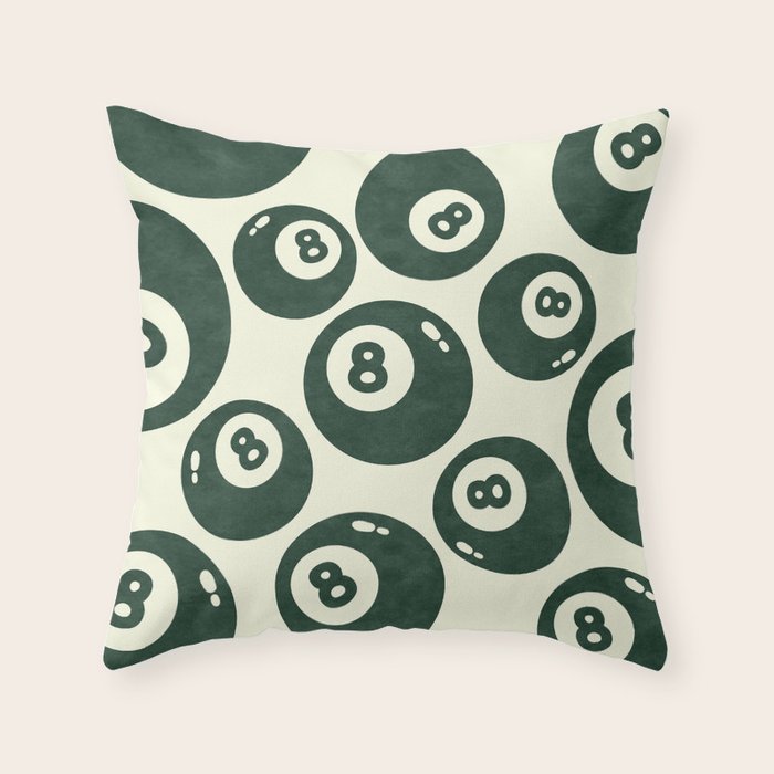 The 8 Ball Clubhouse Old Money Green Throw Pillow Gallery Image 5