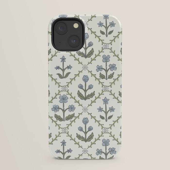 Lattice Block Print Floral - Blue Green iPhone Case Gallery Image 29
