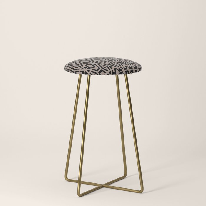 Geometric Art, Aztec Prints, Black and Beige, Wall Art Boho Stool Gallery Image 4