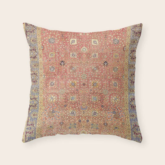 Antique Turkish Coral Koum Kapi Throw Pillow Gallery Image 1