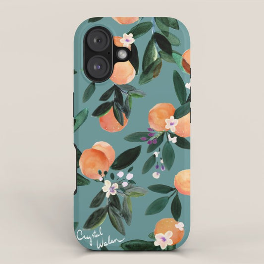 Dear Clementine - oranges teal by Crystal Walen iPhone Case Gallery Image 1
