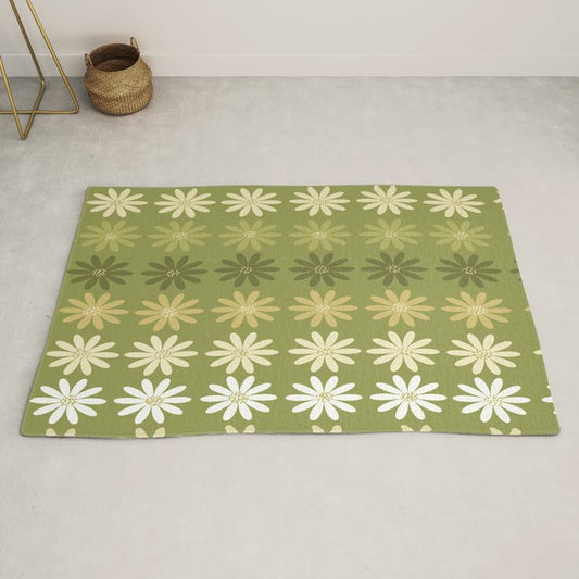 Ombre Abstract Daisies on Olive Green Rug Gallery Image 2