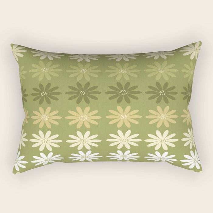 Ombre Abstract Daisies on Olive Green Rectangular Pillow Gallery Image 2
