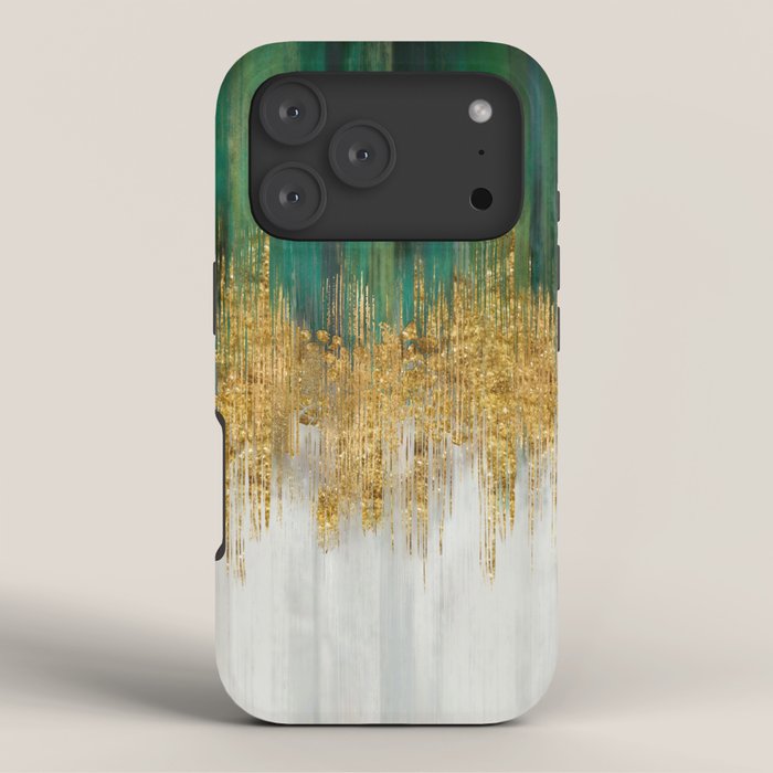 Green and gold motion abstract iPhone Case Gallery Image 3