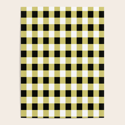 Gingham Large Yellow Black White Poster Gallery Image 2